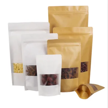 food bag tea packaging white/brown kraft paper ziplock bags