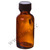 1oz amber boston round glass bottle with black plastic lid phenolic cap