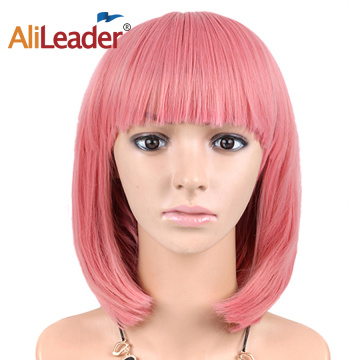 Short Bobo kwụ ọtọ wig ntutu sịntetịt nwere Bangs