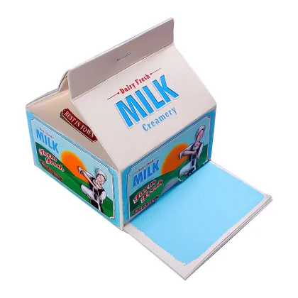 Cute Milk Box Memo Pad with Creative Sticky Notes for School and Diary Use