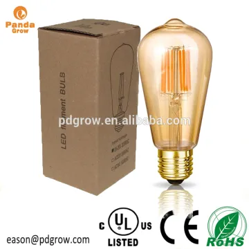 8 Watt A19 Victorian Style 80 Watt Equal 2200K Warm Glow Dimmable Amber Tinted Vintage Edison led filament