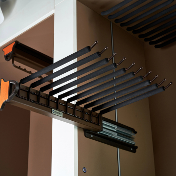 Aluminum Side-Mounted Closet Closing Pants Rack with 10 Arms