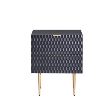 Laci Venir Reka Bentuk Moden Laci E1 MDF dengan Lukisan Cahaya Base Golden Stainless Steel Nightstand Bedside Tables