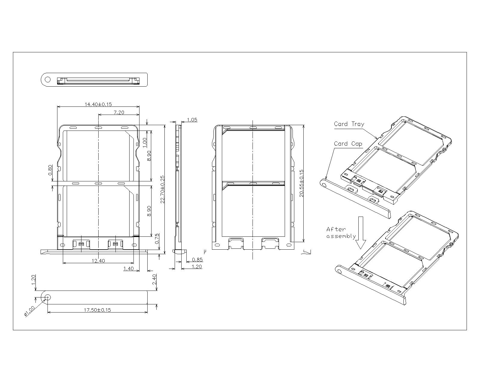 ATK-NSIM-T-002 DUAL NANO-SIM Card Tray With cap for Assembled Type