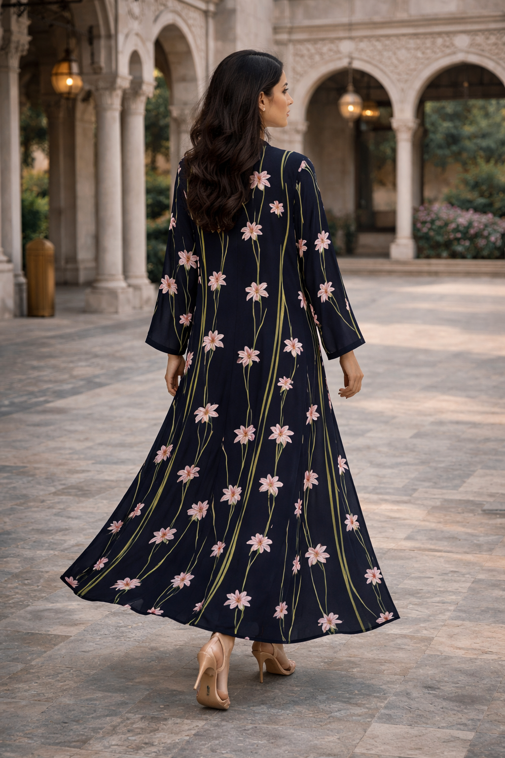 Turkish Long Cardigan Abaya Modest Islamic Clothing Digital Print Polyester for Eid Saudi Arabia Dubai Hijab6