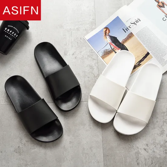 ASIFN Summer Home Men Slippers Simple Black White Non-slip Bathroom Slides Flip Flops Indoor Women Platform Shoes Beach Slippers