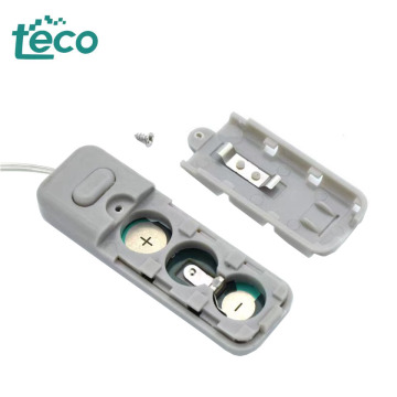 Flache AG13 LR44 -Tastezelle Batteriegehäuse mit Schalter und Draht - Kunststoffgehäuse - Ein/Aus.