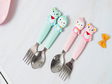 Makanan Tambahan Austenitic Stainless Steel Fork Spoon Set
