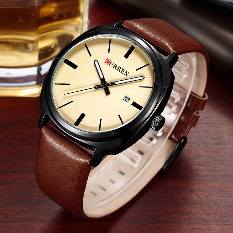 Luxury Business Waterproof Leather Quartz Watches men 