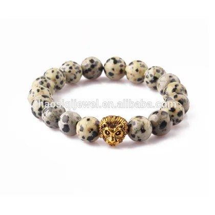 Mala Bead Bracelet Men Traditional Antique Silver Lion Head Bracelet Beaded Bracelet