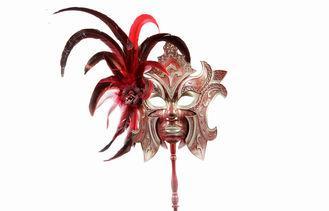Womens Masquerade Mask With Stick For Christmas Carnival Pa
