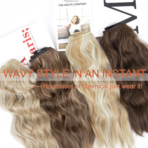 Alileader High Quality Ombre Blonde Hairpieces Synthetic Long Wavy Hair Extensions Natural Black Clips In Hair Extensions