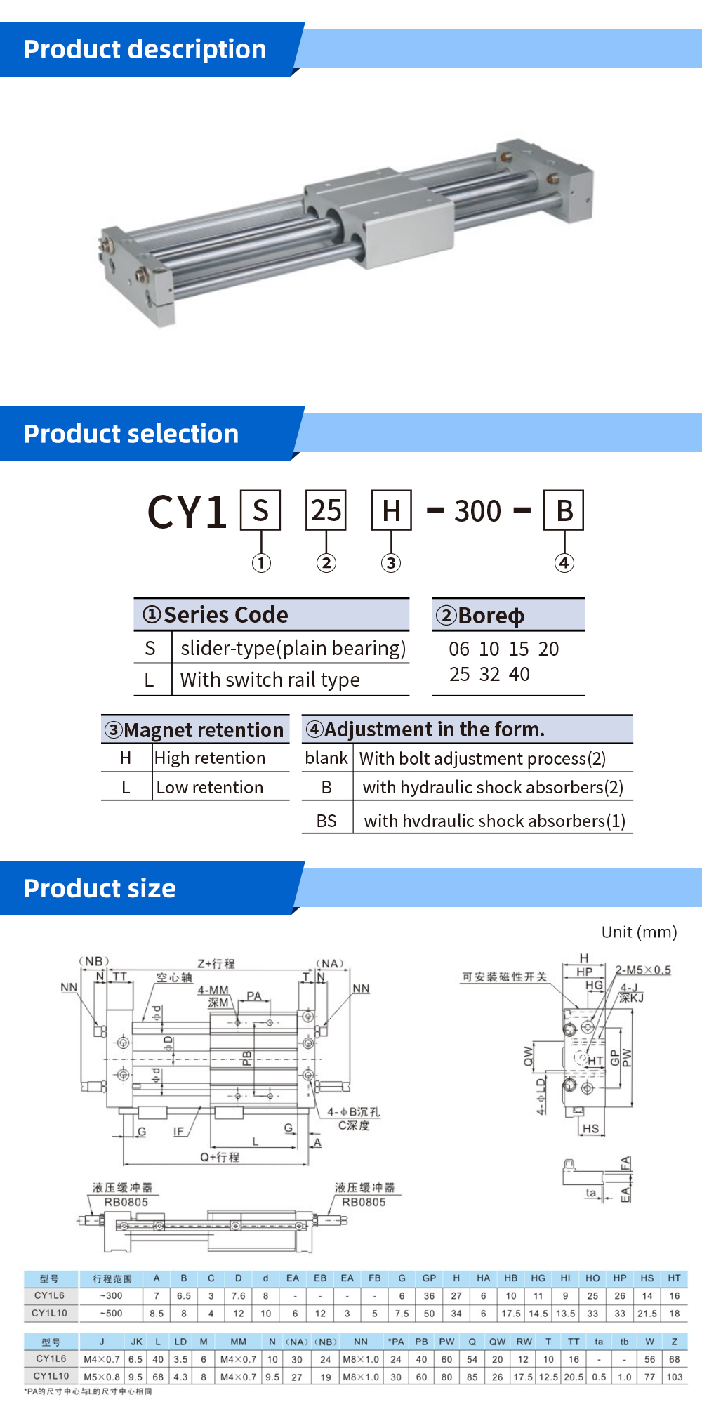 Rodless-cylinder-CY1-series