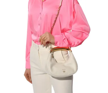 Mini leather hobo bag-white