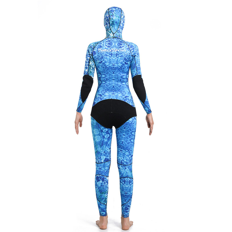 Zeegezein dames blauw camouflage speervissing wetsuit