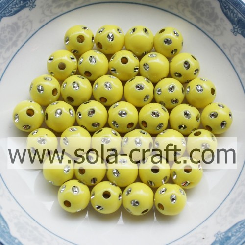 5MM New Design Imitation Round Disco Dot Beads Yellow Color