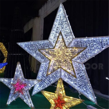 Estrela de luz ao ar livre decorações de natal luz