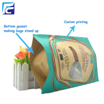 Borsa per imballaggio in polvere di carta kraft personalizzata con finestra