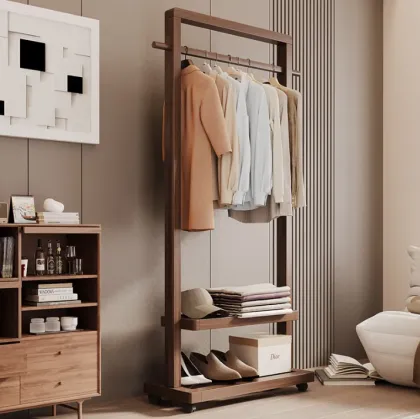 Adjustable Solid Wood Clothes Rack for Bedroom