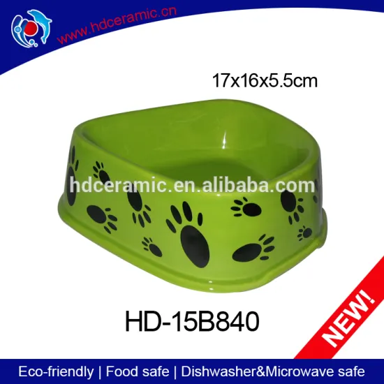Green ceramic pet food bowl,healthy dog feeds