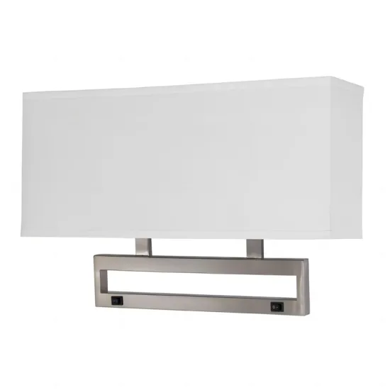 Modern Brushed Nickel Wall Lamp with Fabric Shade