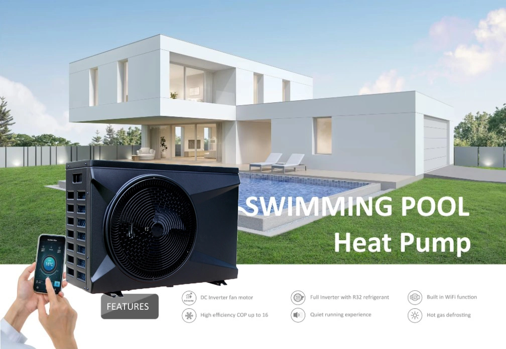 50Hz Titanium Heat Exchanger R32 Air to Water Swimming Pool Heater Heat Pump for School Hospital Household