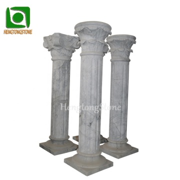 White Marble Hand Carved Roman Column Sculpture