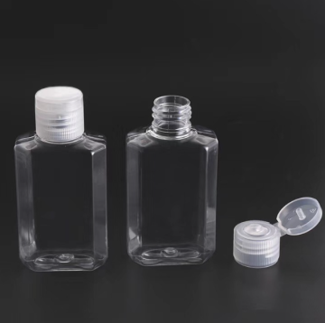 In Stock: 30ml, 60ml, 80ml Plastic PET Clear Square Octagonal Squeeze Bottles with Transparent White Flip Top Caps