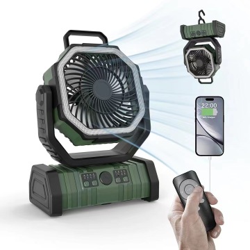 Rechargeable Camping Light with Fan and Hanging Hook
