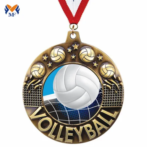 Bulk Volleyball Medals And Awards With Medal Ribbons, High Quality Bulk