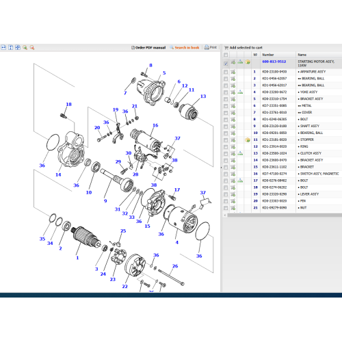PC1250-7PS-8R Starter 600-813-9512