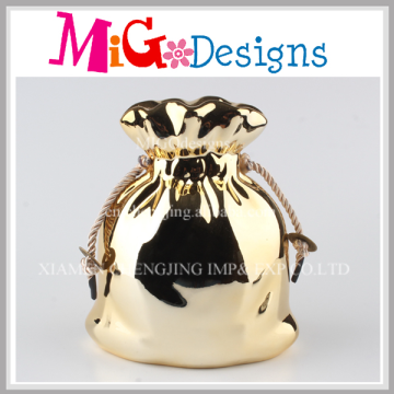 Golden-painting Ceramic Money Bag For Saving Changes OEM