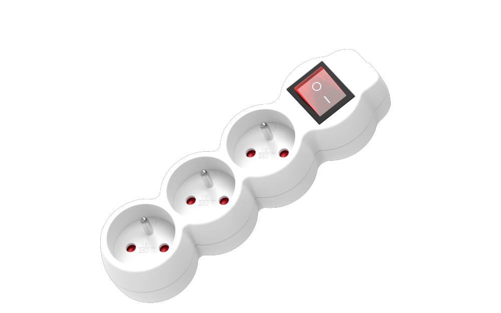 แถบพลังงาน 3 ทางของฝรั่งเศสพร้อมสวิตช์ไฟ