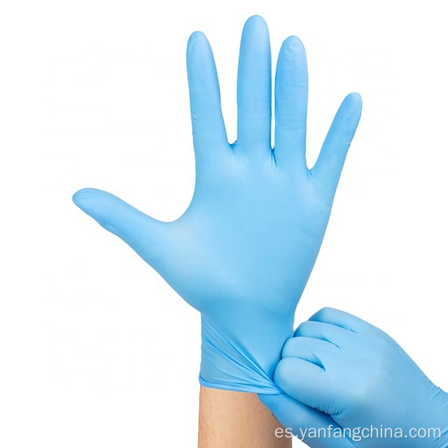 Guantes personalizados de nitrilo sin polvo desechable de color azul médico