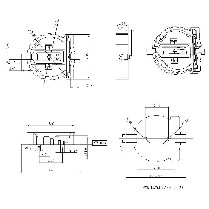 CR1220 Coin Cell -Batteriehalter SMT PCB -Montage