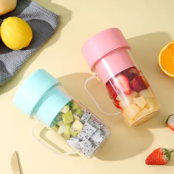 New 420ml outdoor portable small straw juicer cup six-blade knife USB mini electric juicer with handle
