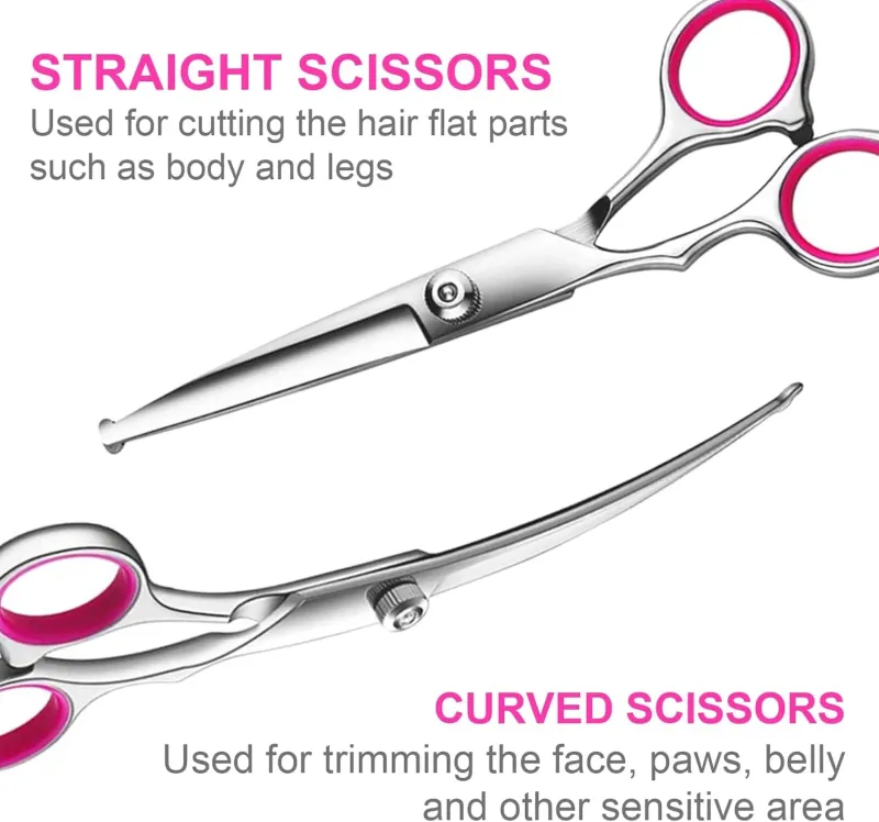 Professional Safety Round 5-in-1 Dog Grooming Scissors Kit