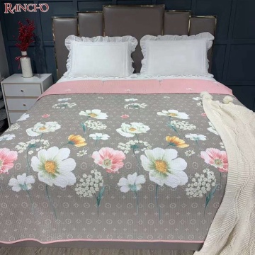 Flower Printing Microfiber Embroidery Quilted Bedspreads