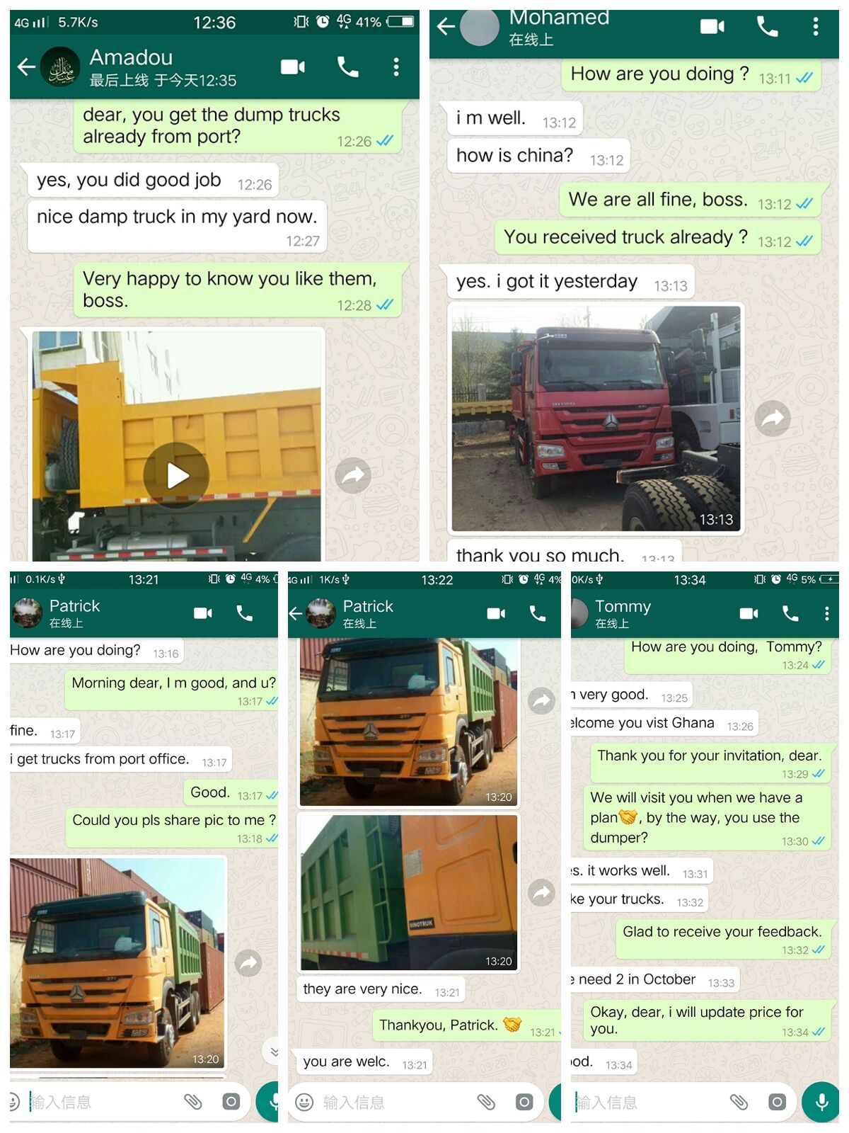 Clients Dump Trucks Feedback