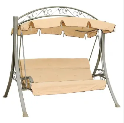 Metal Frame 3 Seater Outdoor Swing Chair - Simple Style Patio Swings