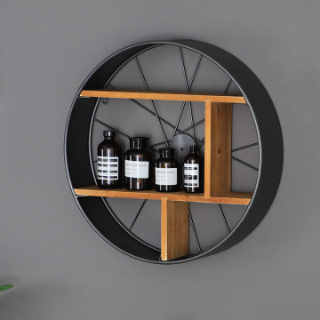 Nordic Retro Industrial Metal Wood Wall Shelf for Office Decoration