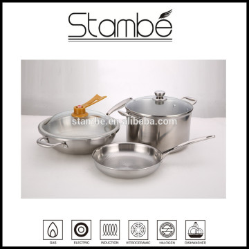 2015 Stambe Best Selling Triply Copper stainless steel kitchen queen cookware set (Wok, Milk Pan, Frying Pan, Soup Pan)