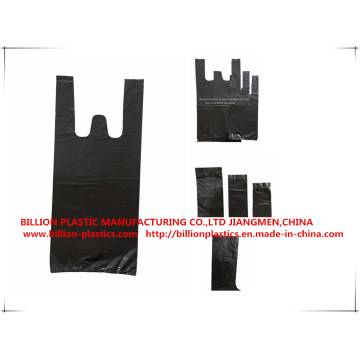 HDPE Black Rubbish T-Shirt Plastic Bag Plastic Vest Carrier Shopping Bags