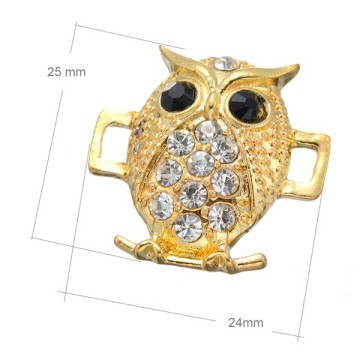 2016 new design gold rhinestone owl charm fit bracelet