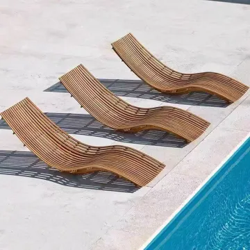 Luxury Wooden Pool Sun Lounger Outdoor Chaise