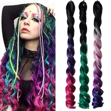 AliLeader Dropshipping Cheap Sea Body Wave Ombre Curly Braid Hair Synthetic Crochet Hair Extension Big Wavy  Braiding Hair