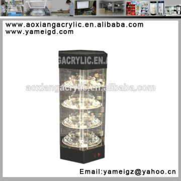High Quality Fashion rotating watch display stand lockable with light