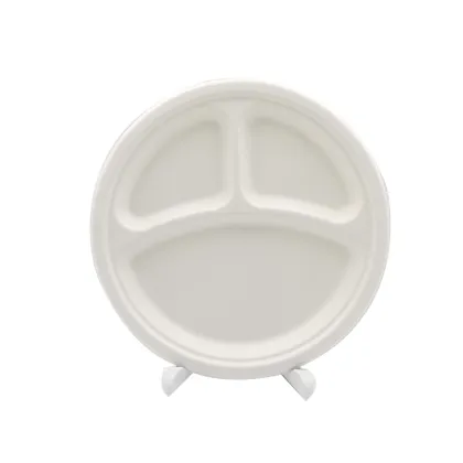 10 '' 3 Compartment Eco-friendly Products Sugarcane Plate