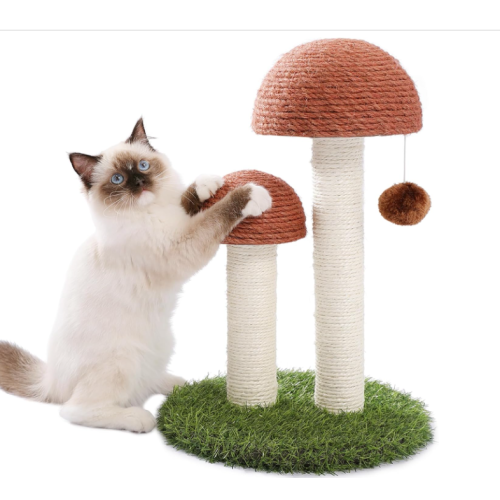 Featuring with Natural Sisal Scratching Poles Mushroom Tall Cat Scratcher and Interactive Toy Factory