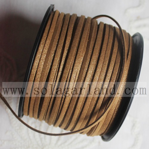 3MM Flat Gold Glitter Kunstlederimitat Korean Velvet Leather Cord